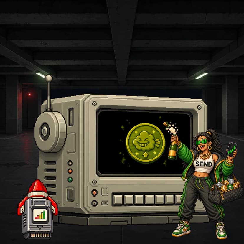 Pump Queen Priya at the Fartcoin arcade terminal